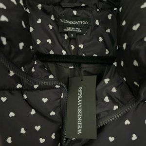 Wednesday's Girl Heart Pattern Puffy Jacket